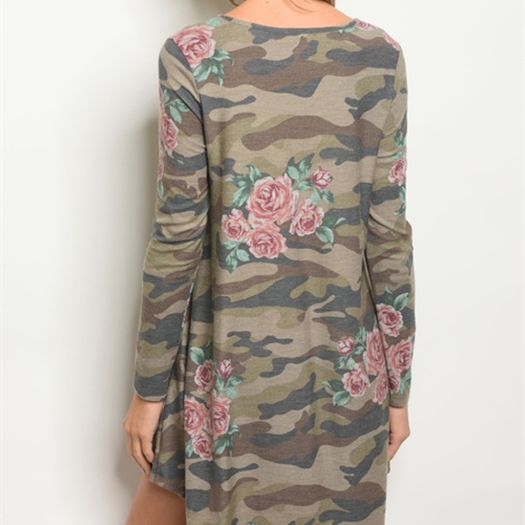 OLIVE FLORAL CAMO DRESS - Picture 3 of 5